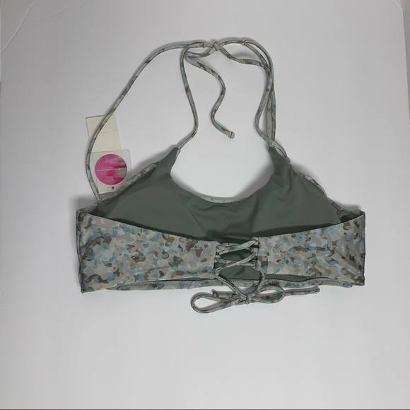 NEW Raisin's Women's Junior Size XL Blue/Gray Camo Strappy Back Swimsuit Top NWT - Picture 4 of 8